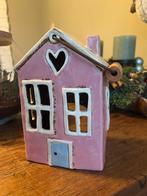 Keramiek huisje, theelichtje, kerstmis, Clayre& Eef, Ophalen of Verzenden, Zo goed als nieuw, Poppenhuis