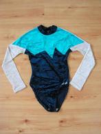 Blauw turnpakje wit-lichtblauwe accenten maat 152-158 (4)., Sport en Fitness, Turnen, Gebruikt, Blauw, Ophalen of Verzenden, Turnpak(je)