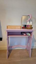 Leuk roze tafeltje / bijzettafel, Minder dan 55 cm, Gebruikt, Vintage, Rechthoekig
