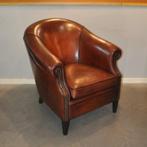 Grote schapenleren clubfauteuil, Ophalen, Gebruikt, 75 tot 100 cm, Leer