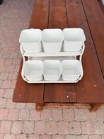 Witte bloempot standaard met 6 potten, Ophalen, Kunststof, Vierkant, Binnen