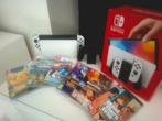 Nintendo Switch OLED + 6 Spellen te koop, Spelcomputers en Games, Spelcomputers | Nintendo Switch, Met games, Zo goed als nieuw