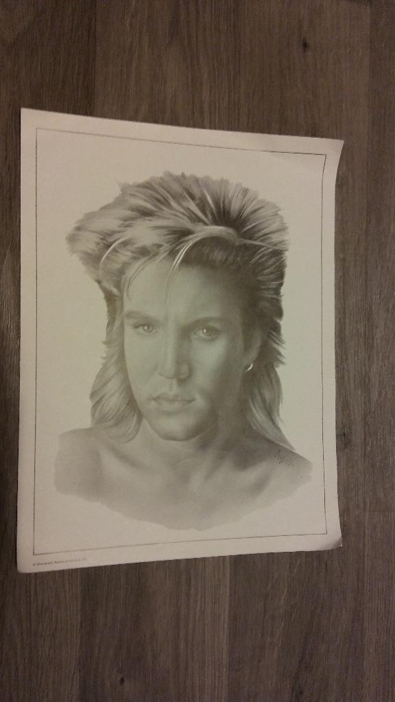 Duran Duran artiest vintage pop tekening print afbeelding, Verzamelen, Muziek, Artiesten en Beroemdheden, Zo goed als nieuw, Overige typen