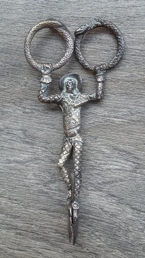 Jaar 1885 Zilver Luiertang Luier Tang Schaar CLOWN Clownesk, Antiek en Kunst, Antiek | Goud en Zilver, Zilver, Ophalen of Verzenden