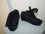 Papucei zwarte leren sandalen met strik dikkere zool ZGAN 37, Verzenden, Zwart, Papucei, Sneakers of Gympen