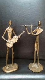 Art Deco set van twee bronzen beelden man en vrouw, Ophalen of Verzenden, Brons