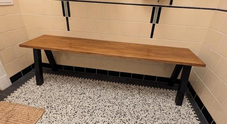 Woood bench - Solid Oak - 46x160x35, Huis en Inrichting, Banken | Bankstellen, Zo goed als nieuw, Minder dan 150 cm, Ophalen