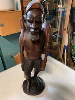 Houten Beeld Afrikaanse Man met Lasten - Handgesneden Kunstw, Ophalen of Verzenden