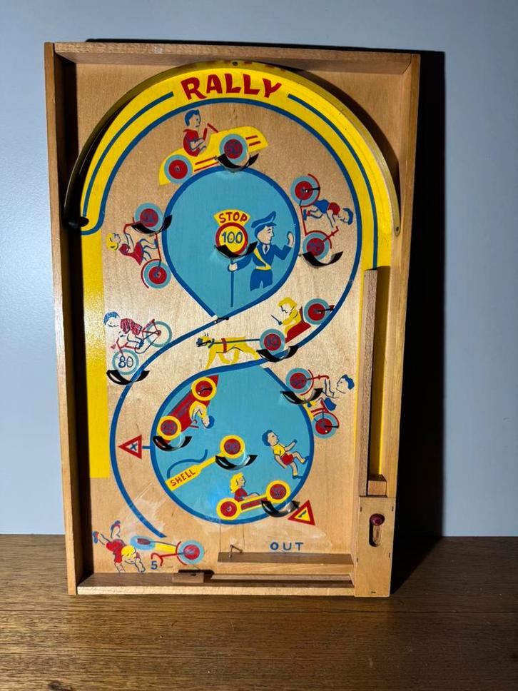 Vintage trekbiljart knikkerspel 'Rally' .456, Antiek en Kunst, Antiek | Speelgoed, Ophalen