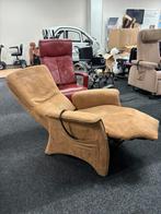 Relax fauteuil bruin/beige suède stof, Ophalen, Gebruikt, 75 tot 100 cm, Stof