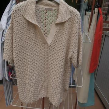 Poloshirt gehaakt écru Hemisphere mt 38 (tailleert 42-44) beschikbaar voor biedingen