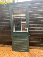 Hardhouten Achterdeur met dubbelglas, Doe-het-zelf en Verbouw, Deuren en Horren, Ophalen, Gebruikt, 80 tot 100 cm, 200 tot 215 cm