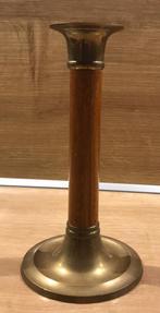 Kaarsenstandaard hout - koper, Antiek en Kunst, Antiek | Kandelaars, Ophalen of Verzenden