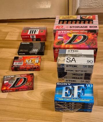 35 stuks geseald lege cassette bandjes, TDK, Sony, Maxell. beschikbaar voor biedingen