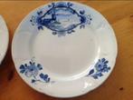 5 ontbijtborden, antiek, jaren 50, blauw motief, molen, boot, Huis en Inrichting, Keuken | Servies, Gebruikt, Ophalen of Verzenden