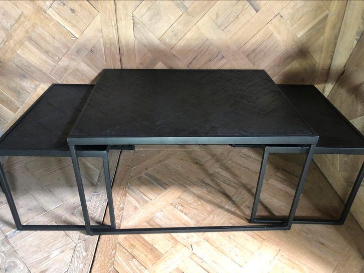 Zwarte luxe bijzettafel ( 3 tafels), Huis en Inrichting, Tafels | Bijzettafels, Nieuw, Vierkant, Minder dan 45 cm, 55 tot 75 cm