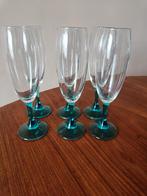 Vintage flutes zeegroen turquoise blauw, Antiek en Kunst, Antiek | Glas en Kristal, Ophalen
