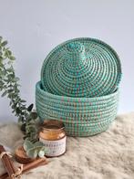 Afrikaans Opbergmandje turquoise Zeegras & Recycled Plastic, Huis en Inrichting, Ophalen of Verzenden