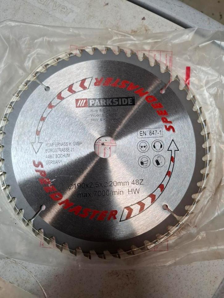Parkside Zaagblad 190mm - Nieuw!, Doe-het-zelf en Verbouw, Gereedschap | Zaagmachines, Nieuw, Cirkelzaag, 1200 watt of meer, 30 tot 70 mm