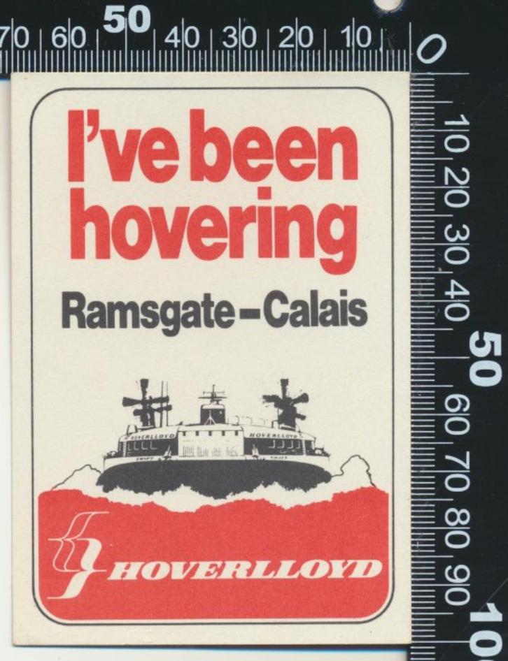 Sticker: Hoverlloyd - Ramsgate - Calais, Verzamelen, Stickers, Zo goed als nieuw, Bedrijf of Vereniging, Ophalen of Verzenden