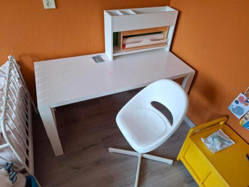 Ikea Pahl verstelbaar bureau met opzetstuk en bureaustoeltje, Huis en Inrichting, Bureaus, Gebruikt, In hoogte verstelbaar, Ophalen