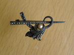 BROCHE ZILVER MARKASIET PAREL 3,7 gr VINTAGE, 4 tot 7 cm, Gebruikt, Ophalen of Verzenden, Met parel