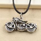 Biker RVS XL Motor met Lederen Halsketting NIEUW, Sieraden, Tassen en Uiterlijk, Verzenden, Nieuw, Zilver, Overige materialen
