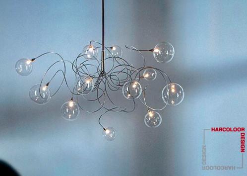 Harco Loor Design Big Bubbels plafondlamp 12 bollen, Huis en Inrichting, Lampen | Plafondlampen, Zo goed als nieuw, Glas, Metaal