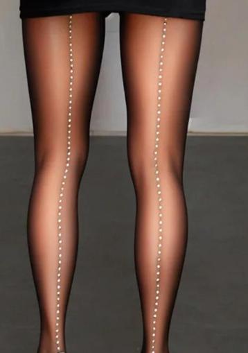 K14 zwarte nylonkousen met glimmertjes..... beschikbaar voor biedingen