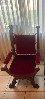 Antieke fauteuil met rood fluweel, Antiek en Kunst, Ophalen