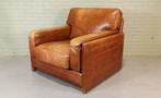 Vintage Baxter Arcon design cognac leren fauteuil, Gebruikt, 75 tot 100 cm, Ophalen