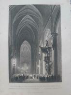 016 / De Dom of St. Gudula kerk gravure uit 1835, Antiek en Kunst, Kunst | Etsen en Gravures, Ophalen of Verzenden