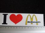 sticker i love McDonald's logo M, Verzenden, Zo goed als nieuw, Bedrijf of Vereniging