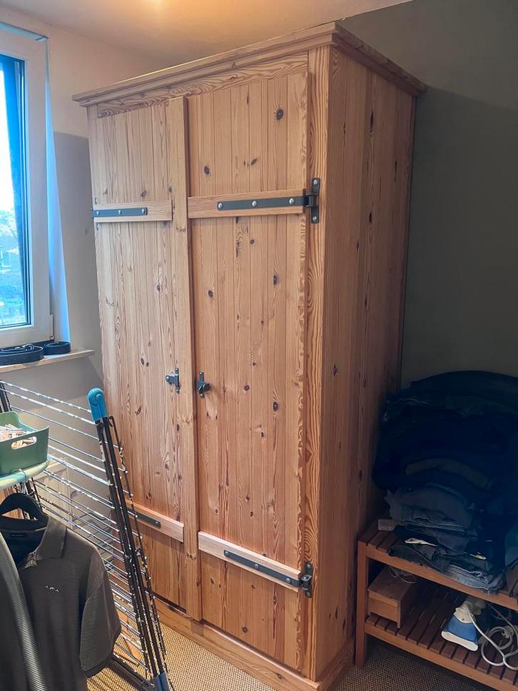 Houten Kledingkast met dubbele hangruimte, Huis en Inrichting, Kasten | Kledingkasten, Gebruikt, 200 cm of meer, 100 tot 150 cm