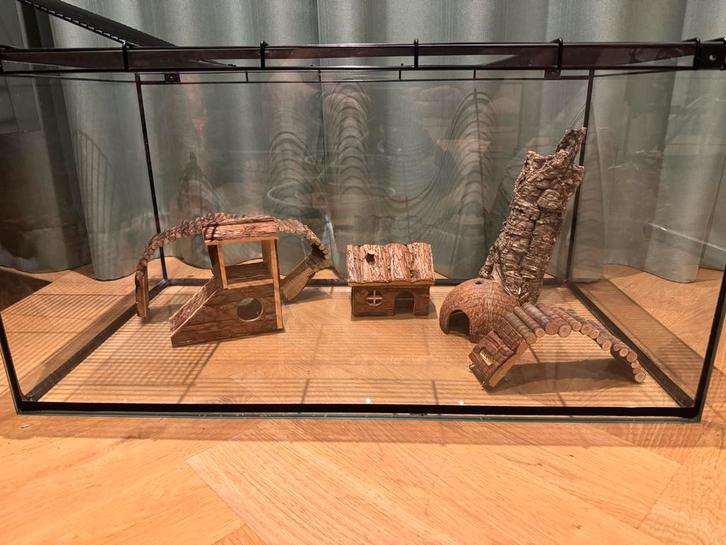 Terrarium, glas & rooster, Dieren en Toebehoren, Knaagdieren en Konijnen | Hokken en Kooien, Gebruikt, Kooi, Minder dan 60 cm