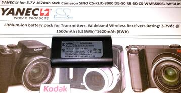 YANEC KODAK CS-KLIC-8000 3.7V 1.620A Ricoh Caplio DB-50 Accu beschikbaar voor biedingen