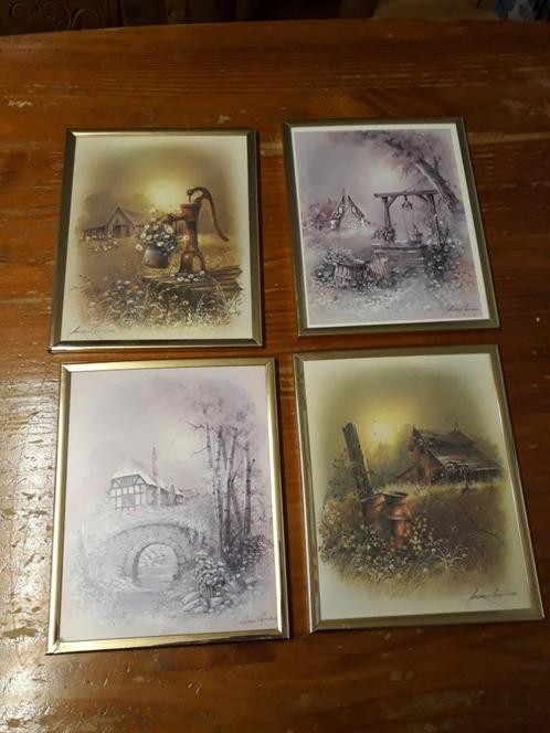 4 luik schilderijtjes andres orpinas, staand, Antiek en Kunst, Kunst | Schilderijen | Klassiek, Ophalen of Verzenden