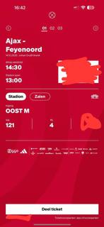 Ajax Feyenoord 3x naast elkaar vak 121 laag inclusief zaal, Tickets en Kaartjes, Losse kaart, Drie personen of meer, December