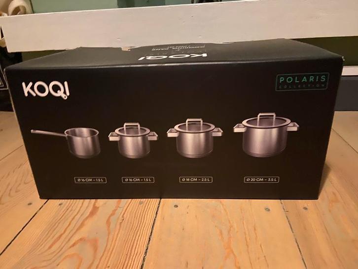 KOQI Polaris 4-delige pannense, Huis en Inrichting, Keuken | Potten en Pannen, Zo goed als nieuw, Pannenset, Rvs, Ophalen of Verzenden