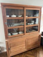 Prachtige massief teak houten winkelkast 180 cm breed, Ophalen, Met deur(en), Tijdloos, landelijk, scandinavisch, 150 tot 200 cm