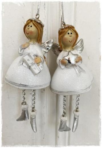 SALE! 30% Engeltje bungelbeentjes wit zilver, wit goud 10 cm beschikbaar voor biedingen