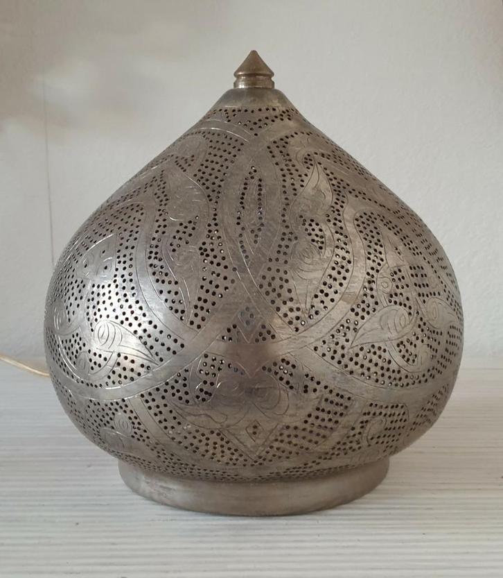Zenza filigrain zilver Oosterse tafellamp, Huis en Inrichting, Lampen | Tafellampen, Zo goed als nieuw, Minder dan 50 cm, Metaal