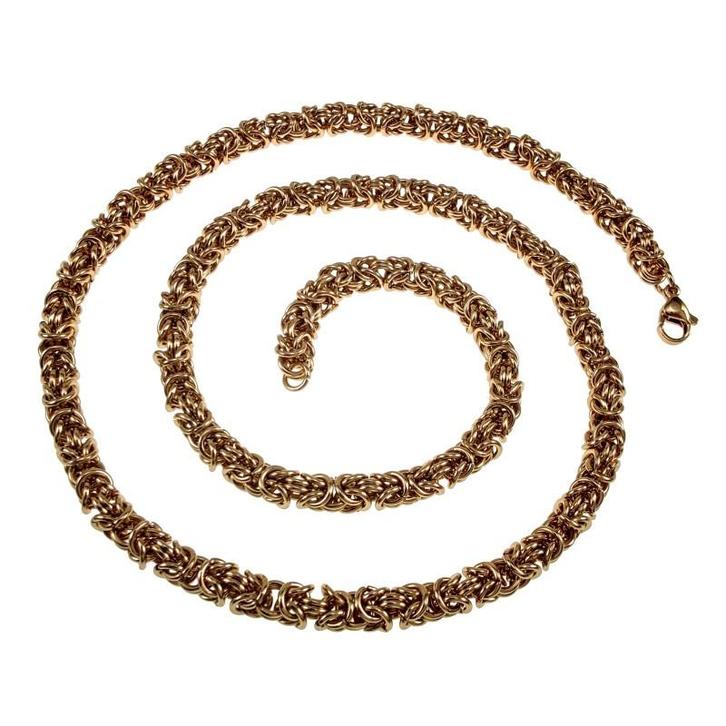 60cm x 6,5mm Koningsketting Heren Verguld RVS Goudkleur Byza, Sieraden, Tassen en Uiterlijk, Kettingen, Nieuw, Overige materialen