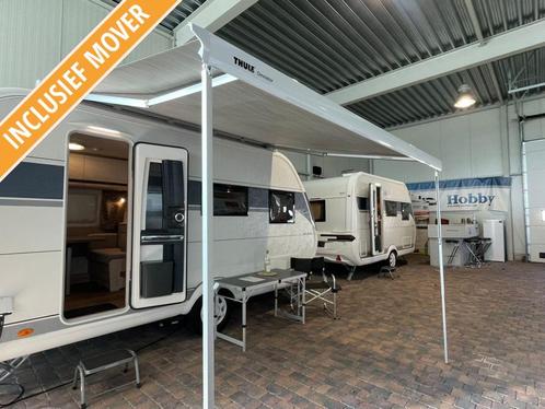 Hobby De Luxe 440 SF mover,cass. luifel,1500 as, Caravans en Kamperen, Caravans, Bedrijf, tot en met 4, Treinzit, Hobby, Dwarsbed