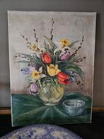Brocante bloemenschilderij, Ophalen of Verzenden