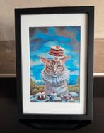 Kat met Taart is uit de serie 'High Tea',, Ophalen of Verzenden, Zo goed als nieuw, Minder dan 50 cm, Schilderij