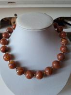 Vintage Gemarmerde Ketting met Gouden Details, Sieraden, Tassen en Uiterlijk, Kettingen, Ophalen of Verzenden, Zo goed als nieuw