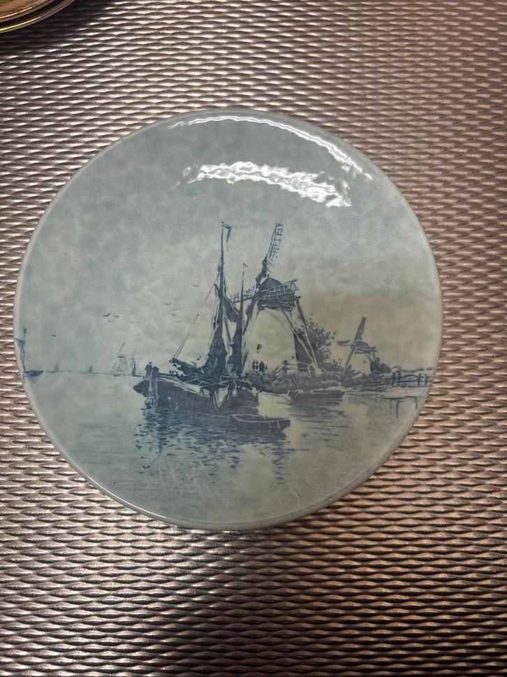 Delfts Blauw Bord met Zeilschip, Antiek en Kunst, Antiek | Wandborden en Tegels, Ophalen