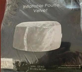 JENS Opblaasbare Poef - Beige zachte stof als nieuw, Huis en Inrichting, Zitzakken, Zo goed als nieuw, Overige typen, Beige, Ophalen of Verzenden