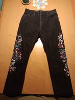 Zwarte broek met bloemen - Monki maat 27, Ophalen of Verzenden, Gedragen, Zwart, Lang